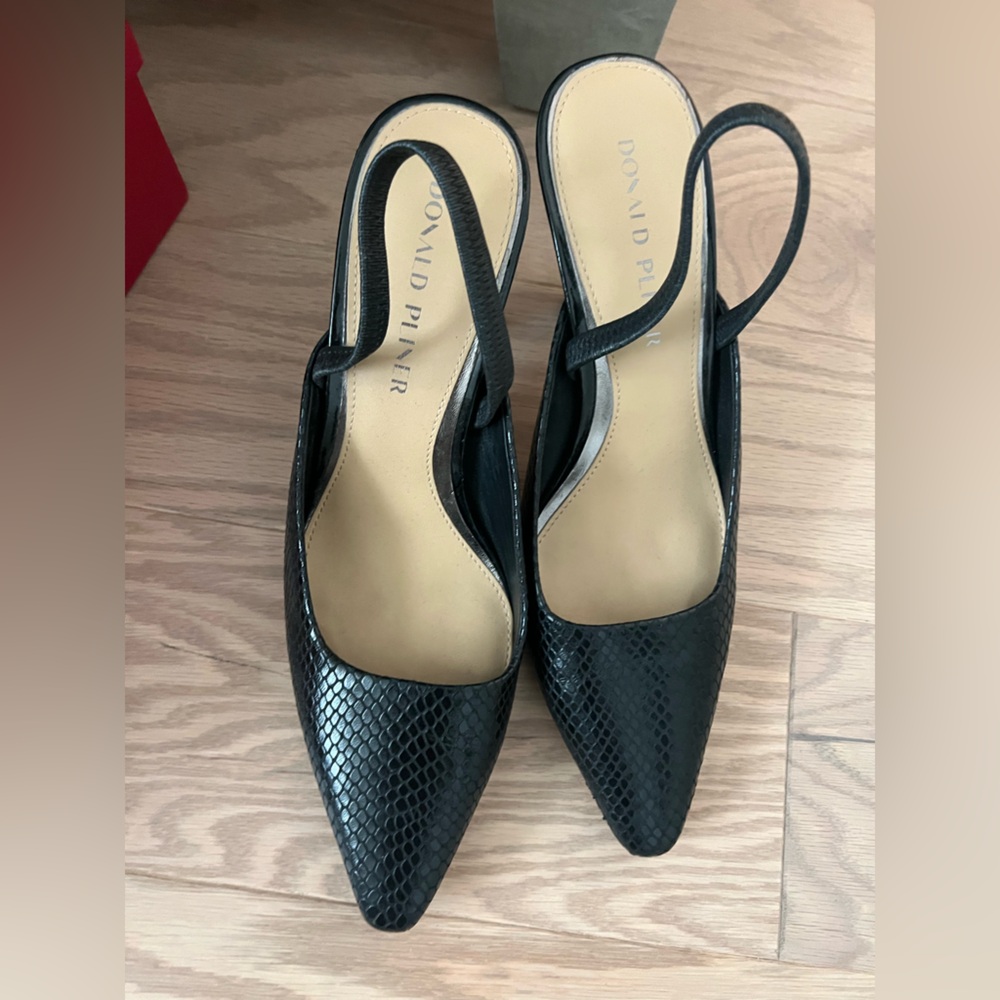 Donald J. Pliner Black Textured Slingback Heels